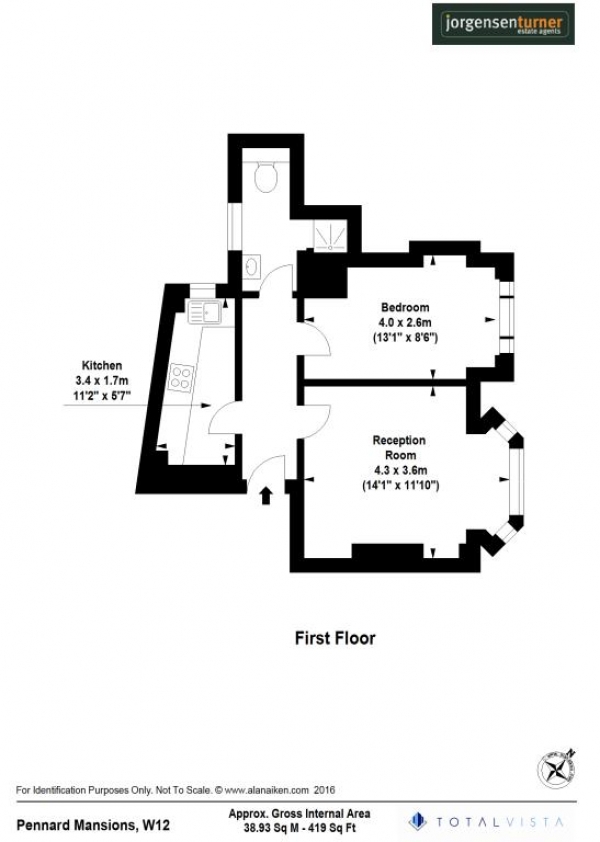 Floor Plan Image for 1 Bedroom Apartment to Rent in Pennard Mansions, Goldhawk Road, Shepherds Bush, London, W12 8DL